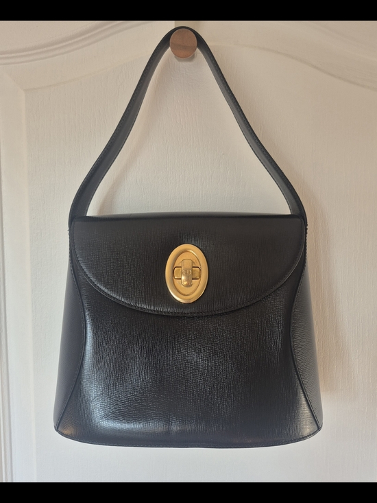 Dior Handbags - Vintage Dior Black Leather HandBag with Gold Turn-Lock